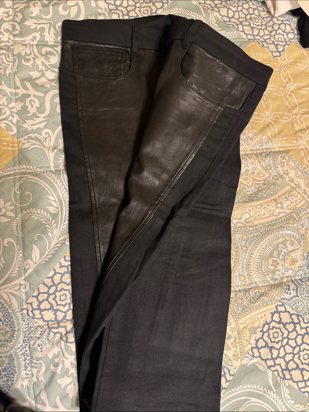 Helmut Lang Women’s Black Leather-Panel Jeans